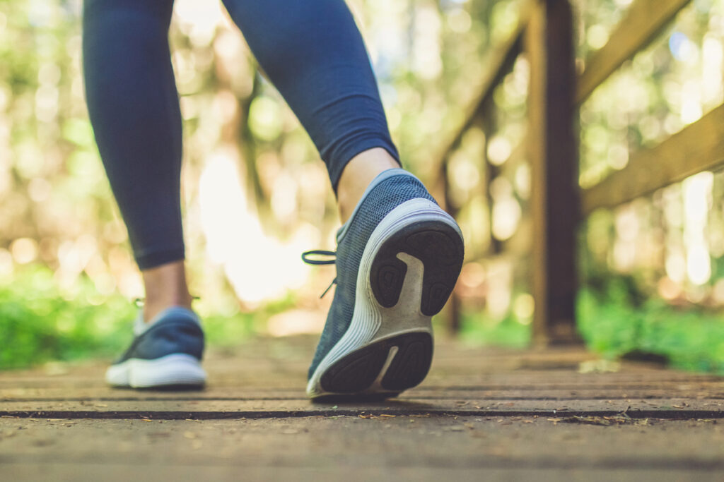 Close up of female with running shoes