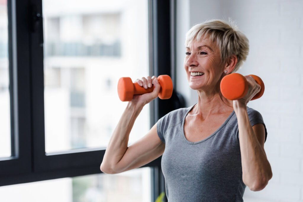 Senior woman strength training