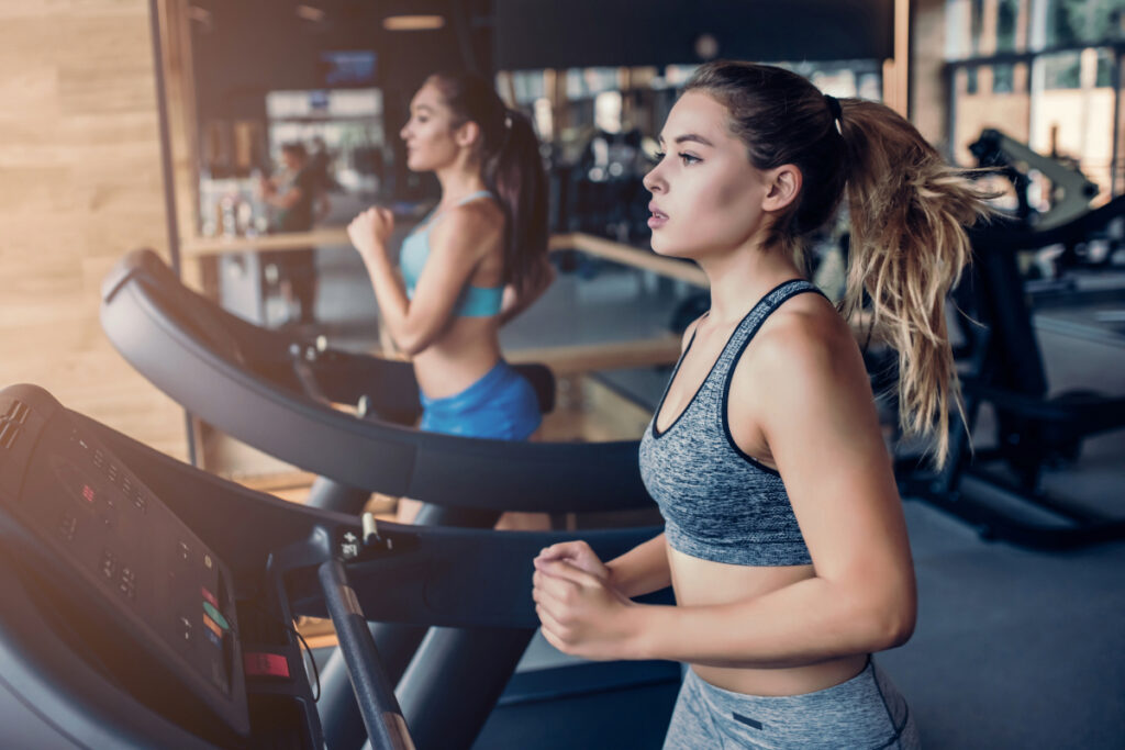 Two women on treadmill