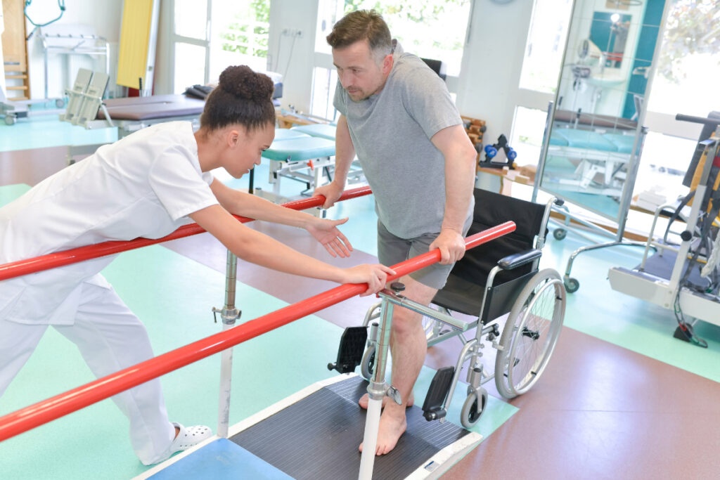 patient doing gait training